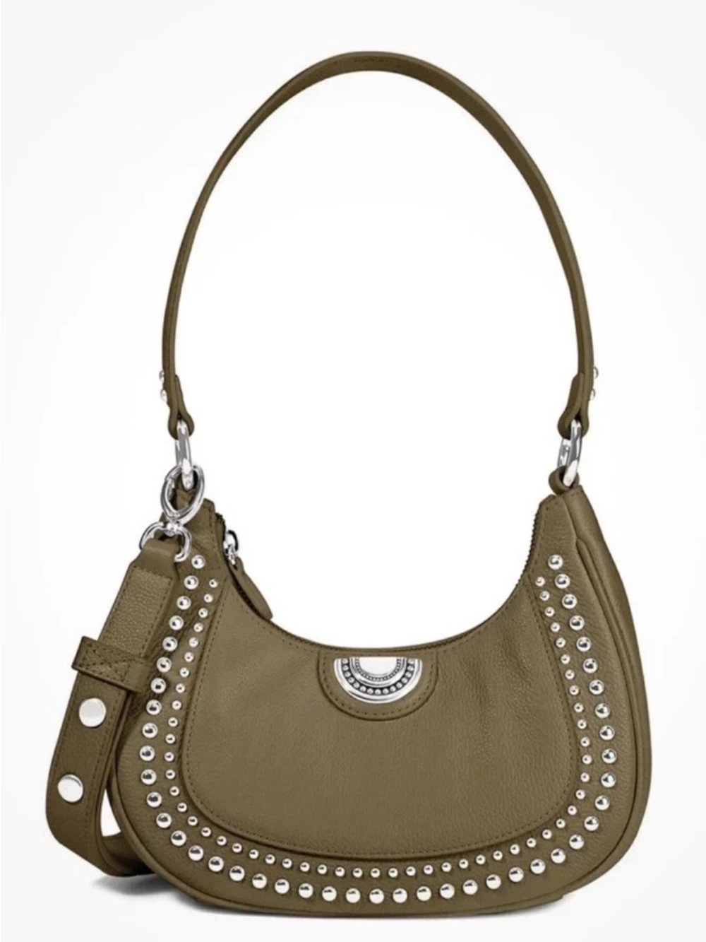 NWT Brighton Pretty Tough Jem Olive Studded Convertible Shoulder Bag